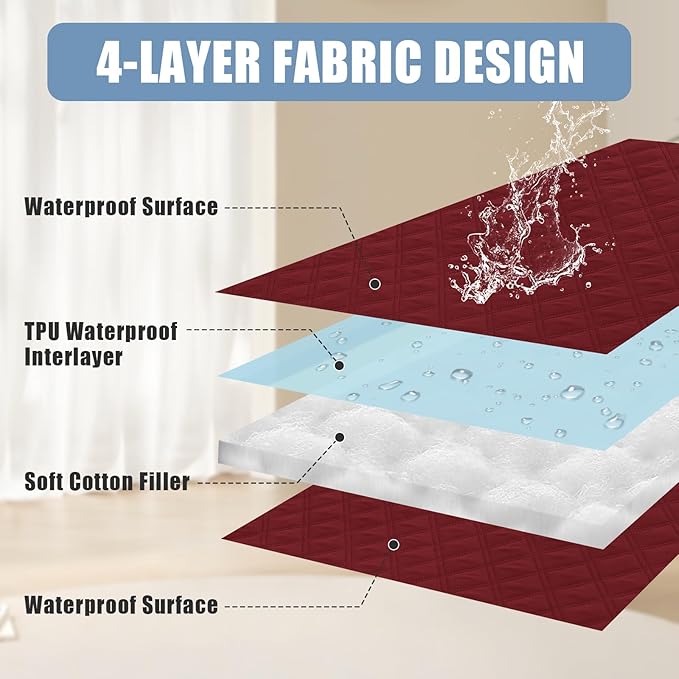 Smiry Waterproof Dog Bed Cover Pet Blanket, Soft Washable Dog Blanket for Furniture Bed Couch Sofa Reversible, Checkered (30"x53", Wine Red/Wine Red)