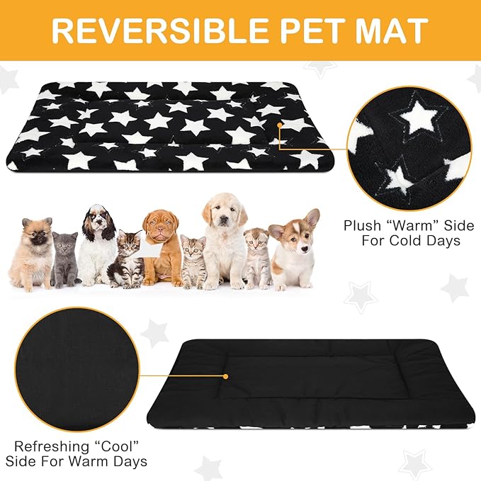 VitalCozy 4 Pcs Dog Crate Pads, Ultra Soft Warm Washable Anti-Slip Kennel Bed Mat for Pets, Reversible, Replaceable, Cozy Cage Liner for Small Medium Large Dogs and Cats(18 x 24 x 1.6 Inch,Black)