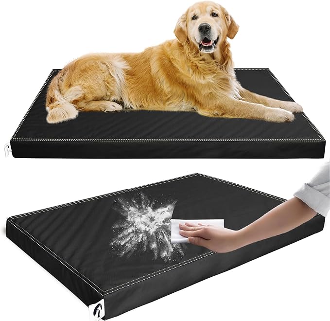 Waterproof Leather Dog Bed Crate Mat Pet Pad for Large Dogs, Wipeable Easy to Clean Vinyl Mattress, Pee Proof Kennel Liner Suitable for Pet Up to 120 lbs