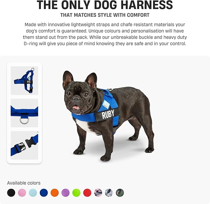 DF Co. Dog Harness | Chafe Resistant Webbing, Adjustable Neck & Chest, and Heavy Duty D-Ring | Sturdy, Comfortable, Easy to Use | Grey Camo, Size XXS