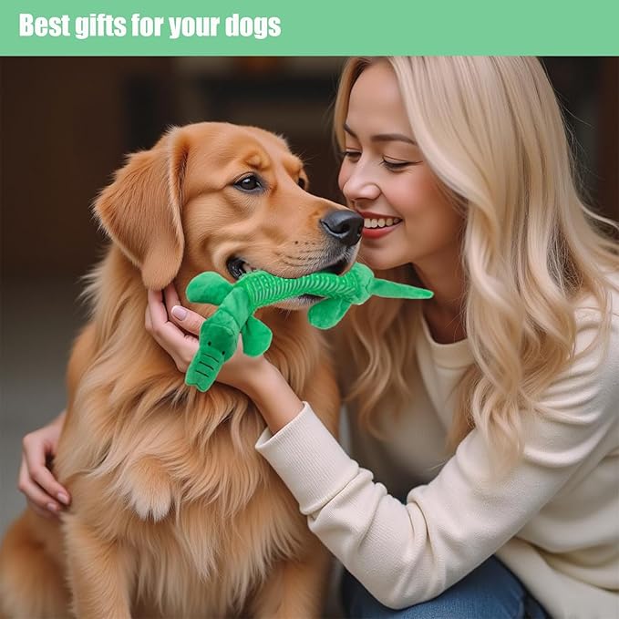 2025 New Dog Chew Toys for Aggressive Chewers, Tough Interactive Plush Dog Squeaky Toys with TPR Rubber, Dog Toys for Small/Medium/Large Dogs Breed (B Hippo)