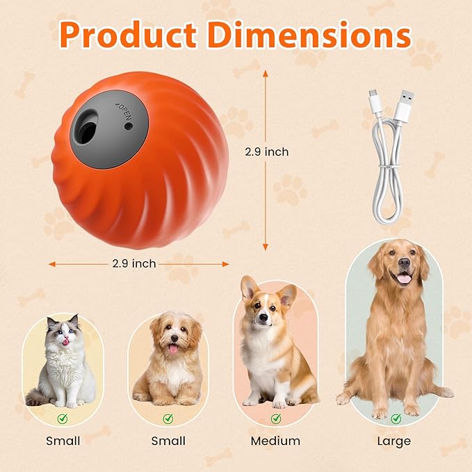 Star&Mi Interactive Dog Ball Toy, Smart Motion Pet Ball with Treat Dispensing, Dog Puzzle Toys for Mental Enrichment, Interactive Dog Toys to Keep Them Busy, TPU & Nylon Dog Toy Balls for Dogs