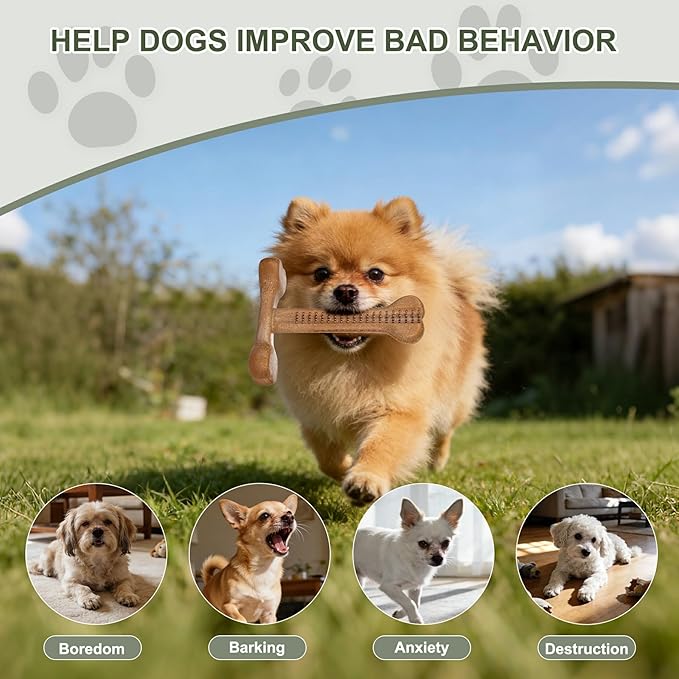 Dog Chew Toy for Aggressive Chewers 3Pack T-Shaped Tough Dog Bone Toys for Small Medium Large Breed to Keep Them Busy (Small-Under 20LBS, Variety Flavored)