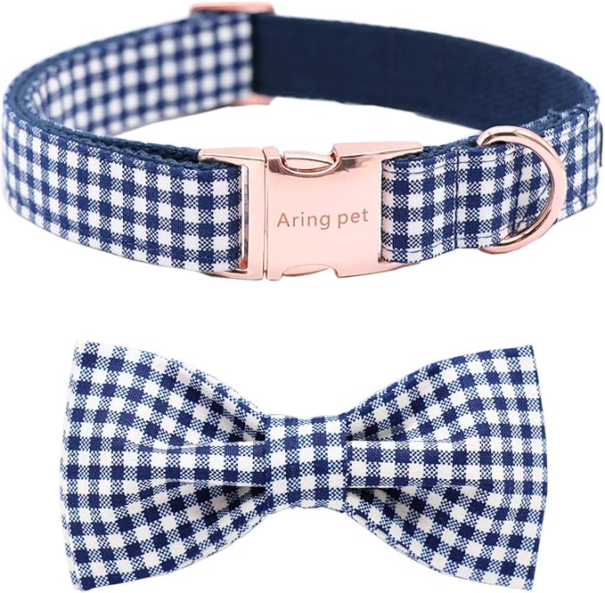 ARING PET Bowtie Dog Collars Adjustable Collar with Bow Tie for Puppy Small Medium Large Boy Girl Dogs-Size M Length 13.5-22"