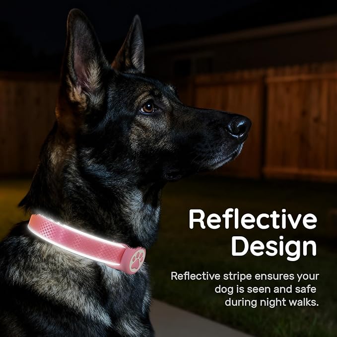 Reflective Dog Collar with Airtag Holder, IPX8 Waterproof Air tag Dog Collar Holder | Ultra-Durable | Soft Padded | Safety Locking Buckle | Fit Small Dogs (Neon Pink S(9.8"-15.7"))