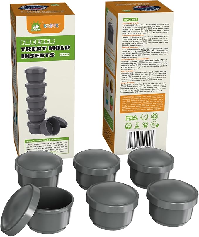 KADTC Dog Lick Toy Freezer Treat Inserts (6-Pack) – Reusable Food-Grade Freezing Cups Compatible FrostLick ice Cream Cactus Toy, BPA-Free, Non-Stick & Easy to Clean