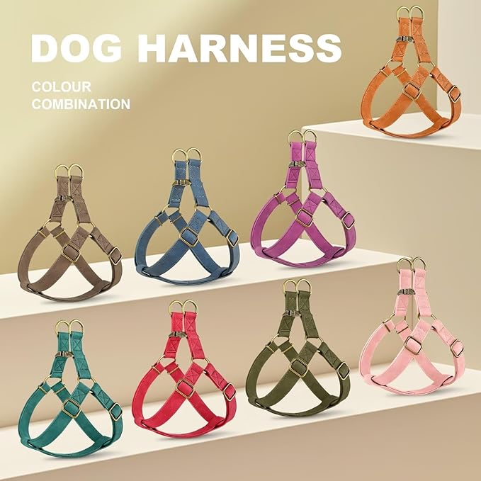Didog Step in Dog Harness - PU Leather Dog Harness with Antique Bronze Metal Buckle, Easy Walk Dog Halter Harness for Medium Dogs Walking Training (Pink, S: Chest 16-22")