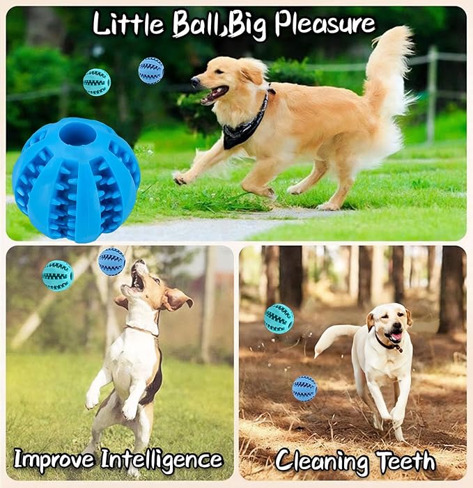 2 Pcs Non-Toxic Rubber Dog Toy Ball, 2.75 inch Durable & Tough Rubber Dog Treat Dispensing Puzzle Ball Chew Toy & IQ Training Toy for Small & Medium Sized Dogs (Red & Orange)