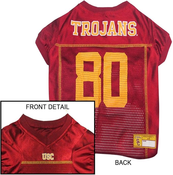 Pets First NCAA College USC Trojans Mesh Jersey for DOGS & CATS, X-Large. Licensed Dog Jersey with your Favorite Football/Basketball College Team