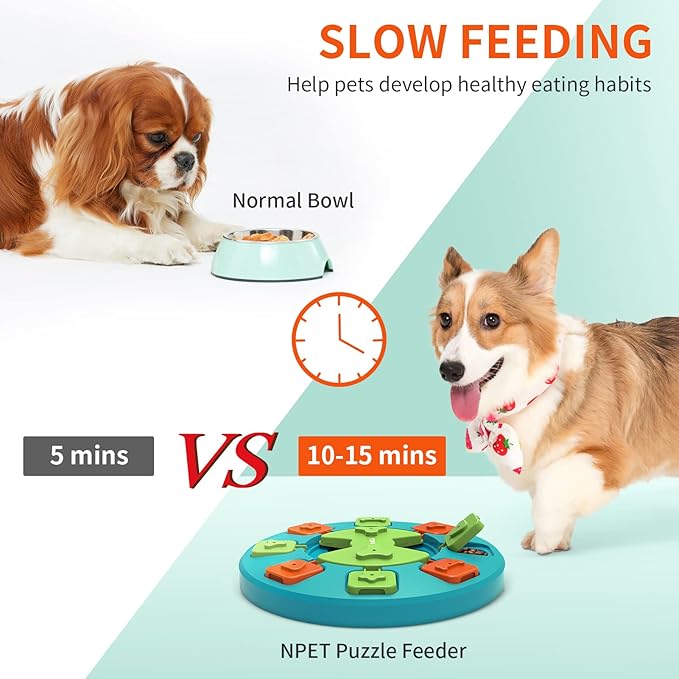 NPET Dog Puzzle Toy, Interactive Dog Enrichment Toys, IQ Training & Mental Enrichment Pet Toys for Small & Medium Dogs (Green, Level 2)