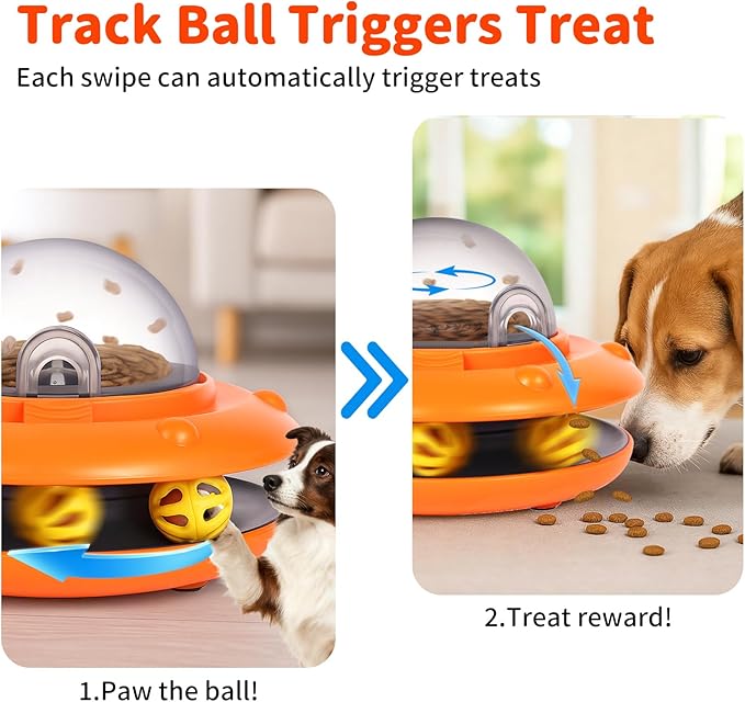 Interactive Dog Puzzle Toy Feeder - Automatic Dog Enrichment Treat Dispensing with Remote Control, Rechargeable Electronic Ball Track Toy, Pets IQ Training Mental Stimulation Slow Feeder