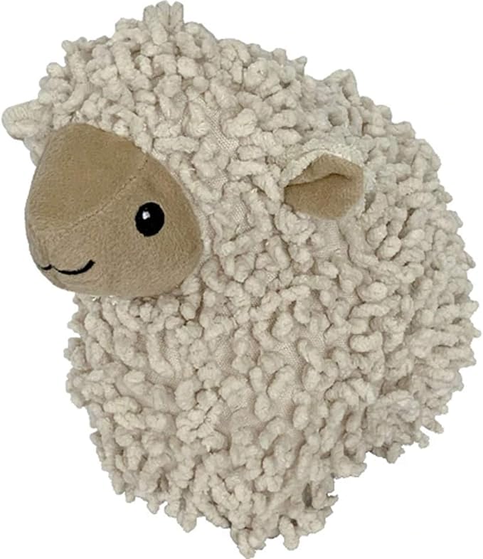 Pet Lou 100% Natural Nubby Lamb Plush Dog Toy with Squeaker and Crinkle Paper, Durable Corduroy Plush Squeaky Toy for Indoor and Outdoor Play, 5 Inch