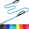 VIVAGLORY Twingrip Dog Leash, Double Handle Dog Leash for Training & Walking with Traffic Handle & 2 Loop, Traffic Control Reflective Heavy Duty for Puppy Pet, 4ft x 1/2in, Lake Blue