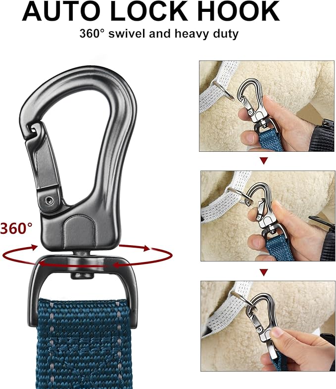 PetiFine 4FT Heavy Duty Dog Leash with Soft Padded Double Handle, Durable Strong Clasp Dog Leashes, Reflective Nylon Walking Lead for Large,Medium,Small Breed Dogs, Blue