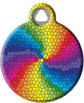 Dog Tag Art Vintage Retro Rainbow Custom Pet ID Tag for Dogs and Cats, Personalized Dog Tag with Customized Identification Information, Stained Glass Rainbow, Large (1.25" Diameter)