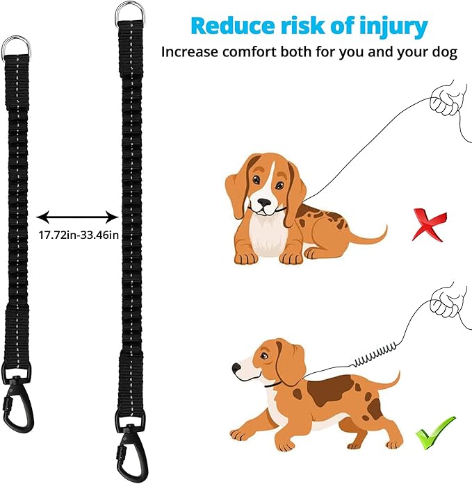 Long Dog Leash 10 FT: Heavy Duty Rope Leashes for Dogs Training with Swivel Lockable Hook Reflective Threads Bungee and Padded Handle - Dog Lead for Large Small Medium Dogs Outside Walking Hiking Blue