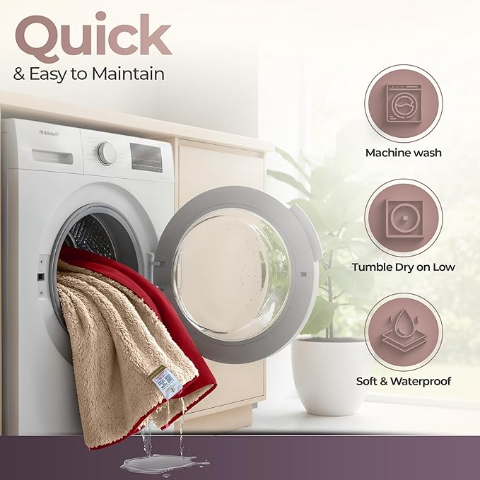 Sacred Weapon Waterproof Blanket for Bed Intimacy – Mini Sherpa & Fleece Throw – Waterproof Blanket for Couch, Absorbent & Leak Proof – Love Blankets for Couples Intimacy Waterproof – Dark Red, 40x45