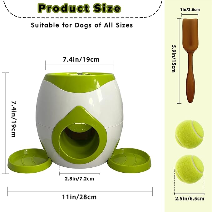 ABULL Interactive Dog Puzzle Toy - Drop The Ball to Get Treats, 2-in-1 Treat Dispenser & Slow Feeder for Healthy Eating, Keep Them Busy and Stop Boredom, Fun and Durable for All Breed (Green)