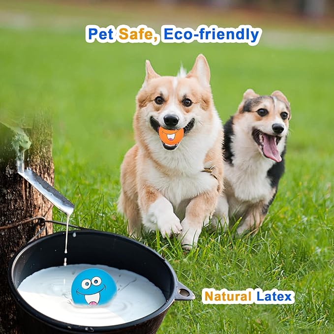 Latex Dog Squeaky Toys, Smile Face Squeaky Balls for Dogs Chewing Durable Teething Rubber Soft Interactive Fetch Play Dog Balls for Puppy Small Pet Dogs (6 PCS)…