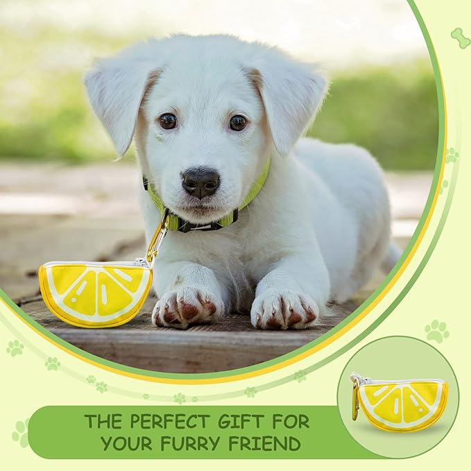 Lemon Shape Dog Poop Bag Holder & Carrier, Trash Bag Organizer for Dog Walking, Adorable Stylish Cute Pet Accessory for Outdoor Pet Activities, Durable Reusable Design, Medium