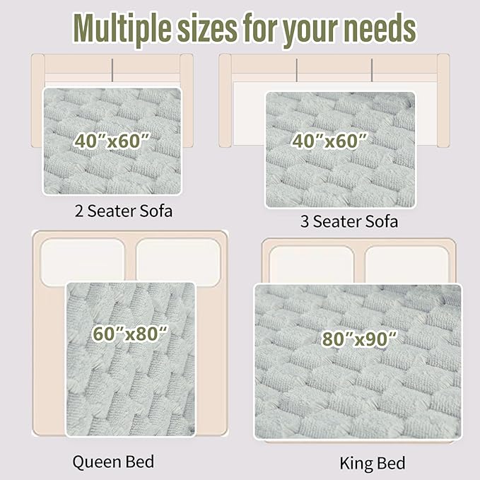Water Resistant Blanket for Bed, 80"x90" Leakproof & Pet Friendly - King Size Waterproof Blanket, Reversible Large Water Resistant Throw (Glacier Gray/Cloud Gray)