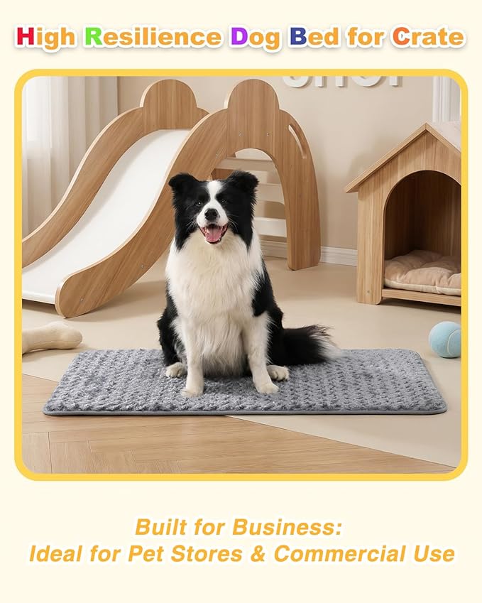 Dog Bed for Crate High Resilience Foam Crate Pad Mat for Medium Large Dogs Washable Anti-Slip,35" x 22",Dark Gray