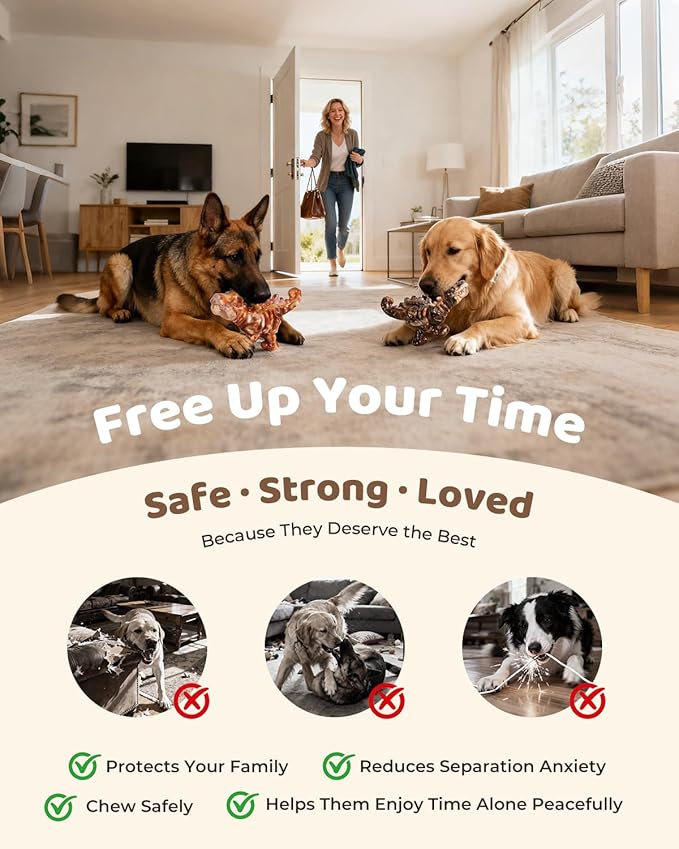 5 Pack Dog Toys for Aggressive Chewers, Indestructible Dog Chew Toys Bundle for Large & Medium Dogs, Durable Nylon Dog Toys with Bacon Flavor for Heavy Chewers, Reduce Boredom & Support Denta