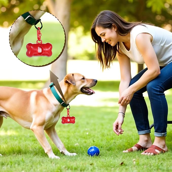 40 Pcs Dog Poop Trash Bag Holder Dispenser Plastic Dog Poop Waste Bag Holder for Leash with Hook and Leak Proof for Walking Hiking Camping (Bone)