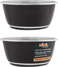 Master Pet Supply Stainless Steel Dog Bowls Set of 2 (16 Oz Each) with Non-Slip Rubber Base - Black Velvet - Basic Dog Food Bowl Water & Food Bowls for Small Medium Large Dogs & Cats, Metal Dish