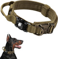 Upgraded AirTag Dog Collar, IP68 Waterproof Air Tag Dog Collar Holder, Ultra-Durable, Comfortable Padded, Heavy Duty Dog Collars for Medium Large Dogs with Smart ID tag(Khaki,XL)