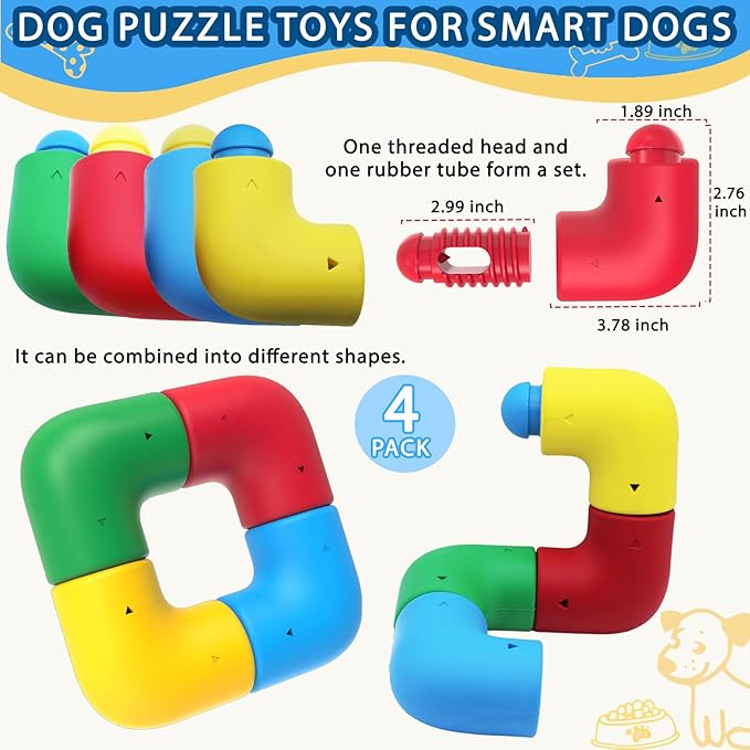 Dog Puzzle Toys for Smart Dogs, Puzzle Interactive Dog Toys, Pupp Brain StimulatingToy for Bored Dogs, Christmas Dog Toys (4 Pieces)