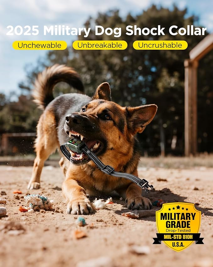 BLACKDOG Military Dog Shock Collar 2 Dogs (5-150lbs) - 4200ft Dog Training Collar with Remote, 4 Training Modes, Flashlight&Strobe, 90-Day Battery, IP67 Waterproof Dog E Collar for All Breeds (Green)