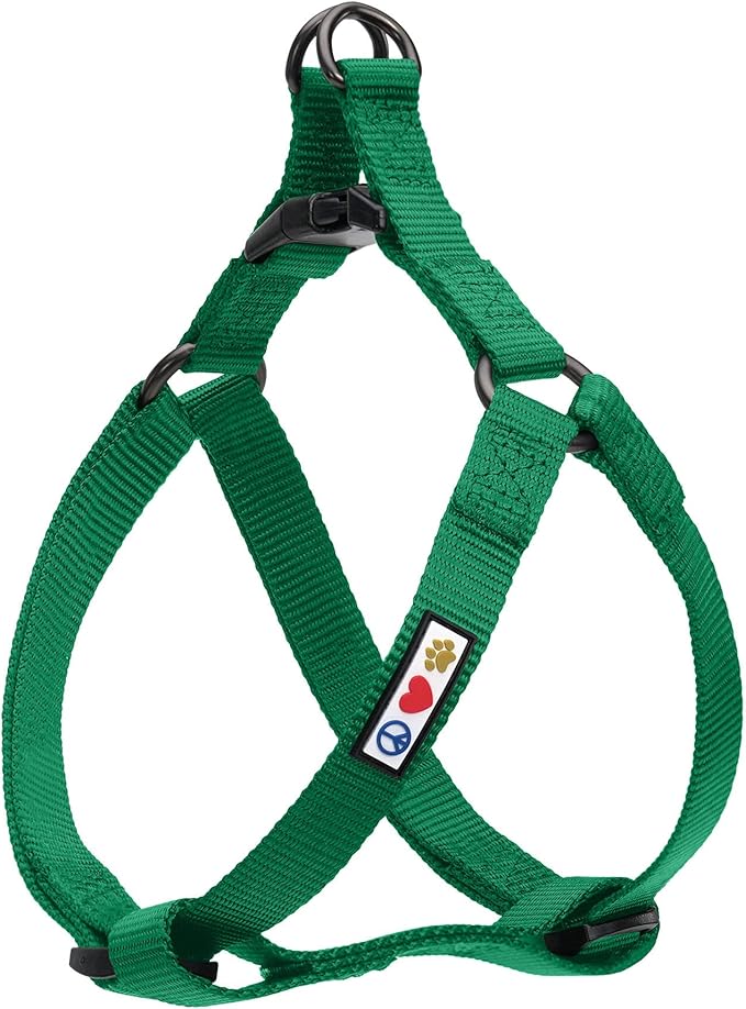 Pawtitas Solid Step-in Dog Harness – Adjustable No-Pull Vest for Puppies to Seniors, Safe & Comfortable M Lush Green