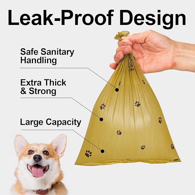 Dog Poop Bags Rolls With Dispenser, Strong and Leak-proof Waste Bags for Pets, Floral Scented, 420 Count (28 Packs of 15), 13 Inch x 9 Inch (Khaki)