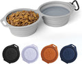 Pup Culture Dual Collapsible Dog Bowls | Silicone Travel Water Bowl for Dogs | Food Grade, No Plastic Rim, Portable Dog Bowl for Food and Water - Easy to Clean | BPA Free and Safe for Your Pup-Grey