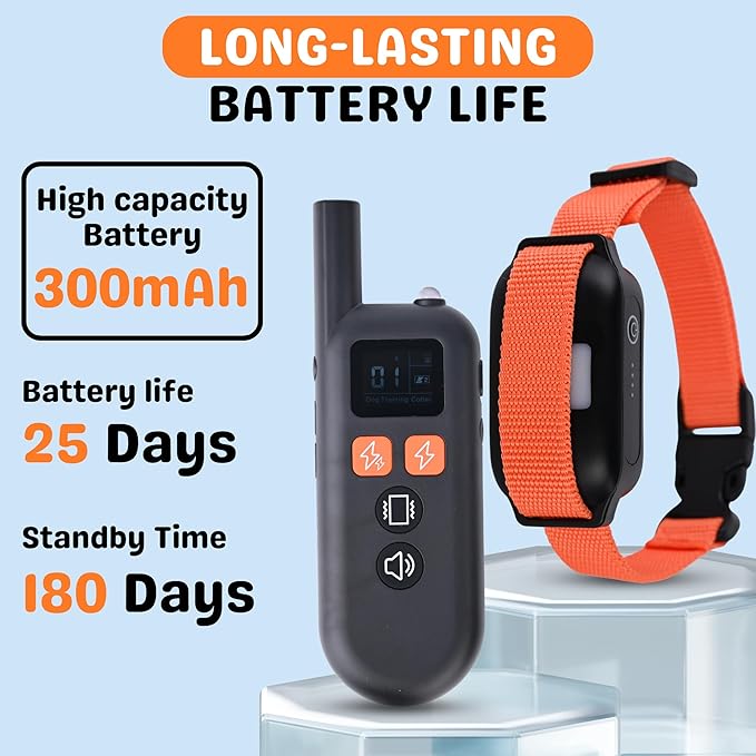 Dog Collar 3300ft– IPX7 Dog Training Collar with Remote for Large, Medium and Small Dogs Shock Collar with Light for Night Walk, Adjustable Beep, Vibration and Shock Mode