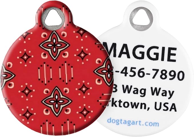 Dog Tag Art Wild West Lupine Pattern Personalized Pet ID Tag for Dogs and Cats, Silent Polymer Coated Stainless Steel Nametag with Customized Identification Information, Large 1.25" Diameter