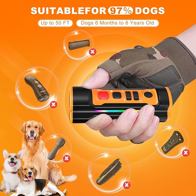 Dog Bark Deterrent Devices 2026 Release Anti Barking Device for Dogs Barking Silencer in 55FT 3X Head Anti Bark Device with Flashlight &Party Flashlight Portable Training Tool
