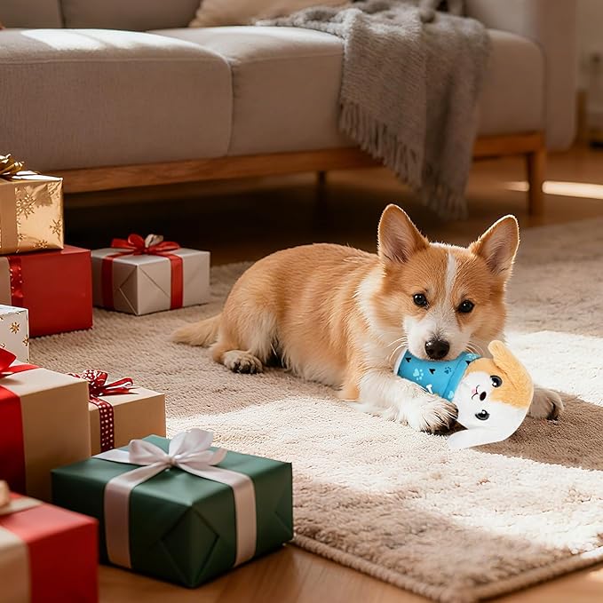 Christmas Dog Toys with Squeaker for Large Breed Interactive Dog Chew Toys for Puppies Small and Large Dogs Puppy Squeaky Dog Training and Reduce Boredom (Cup Puppy
