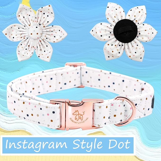 Elegant Little Tail Dot Cute Pet Collar with Flower - Adjustable for Small Dogs