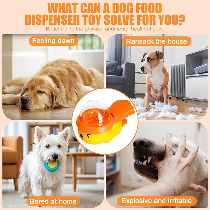Interactive Dog Toys Food Puzzle Slow Feeder with DIY Stickers,Cat Treat Dispenser Toy Enrichment Toy for Boredom Dogs Enrichment Toy to Keep Them Busy,Treat Dispensing Slow Feeder (Yellow)