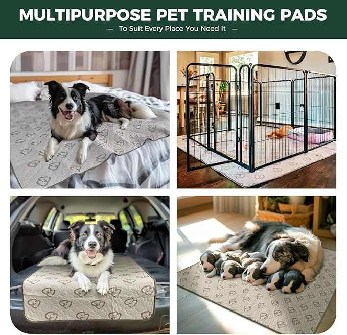 FXW Washable Pee Pads for Dogs, Leak-Proof & Non-Slip, Specifically Designed for Whelping Box, 47" Round, Khaki, 2 Packs