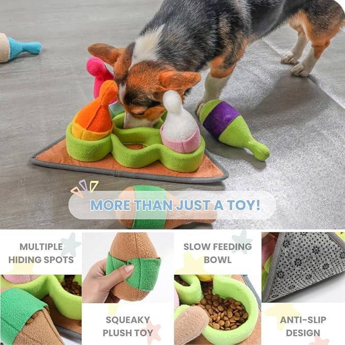 Interactive Dog Puzzle Toy | Anti Boredom and Mental Brain Stimulation | Snuffle Mat for Dogs | Enrichment Slow Feeding Eating Game | Small Medium Large Dogs