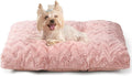 EHEYCIGA Washable Small Dog Bed for Crate 23x18 Inch, Reversible Kennel Pad for Puppy Weight Up to 25 lbs, Plush and Comfy Pet Sleeping Mat, Pink