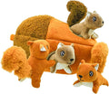 Hide and Seek Dog Toys Squeaky Lying Squirrels Plush Toy with Crinkle Nut, Interactive Dog Toy to Keep Them Busy Pet Teeth Clean Chew Toys for Small & Medium Dogs