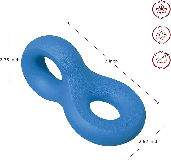 Ubbi Pet Chomp Dog Toy for Medium to Large Dogs, Durable Natural Rubber Chew Toy for Aggressive Chewers, Interactive Bouncing Enrichment Toy, Dishwasher Safe, Blue