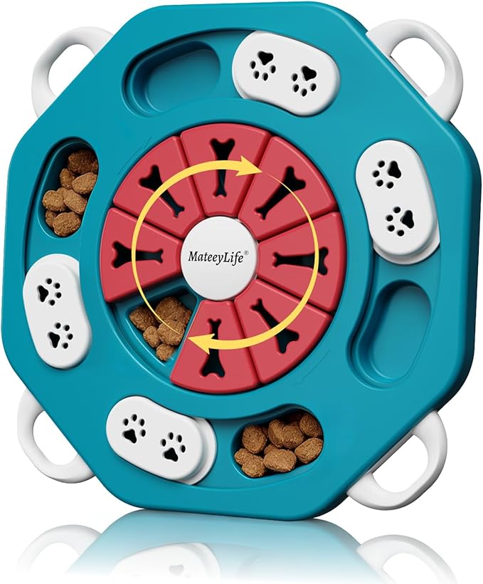 MateeyLife Dog Puzzle Toy, Interactive Dog Toys to Keep Them Busy, Enrichment Toys for Dogs, Treat Dispensing Dogs Toy with Slow Feeder for Smart Breeds, IQ Training & Brain Stimulation, 2 Levels