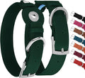 Leather Dog Collar with Airtag Holder - Apple Air Tag Dog Collars - Soft Tracking GPS Pet Collar for Small Medium Large Dogs Breed Puppy (Green, S, 9"-12" Neck Fit)