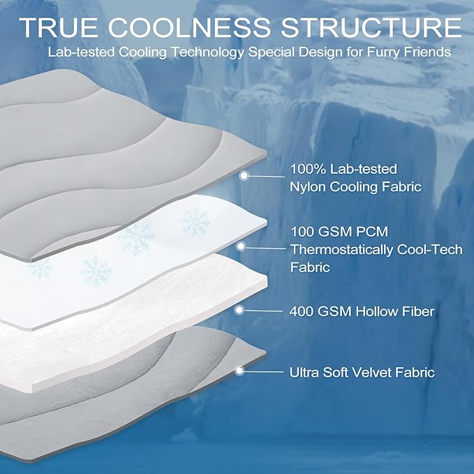 Cozyide Dog Cooling Mat, Medium Cooling Mat for Dogs, Reversible Pad for Pet, 28" L x 22" W, Light Grey