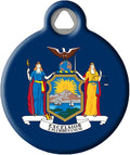 Dog Tag Art New York State Flag Personalized Pet ID Tag for Dogs and Cats, Silent Polymer Coated Stainless Steel New York Nametag - Large 1.25" Diameter